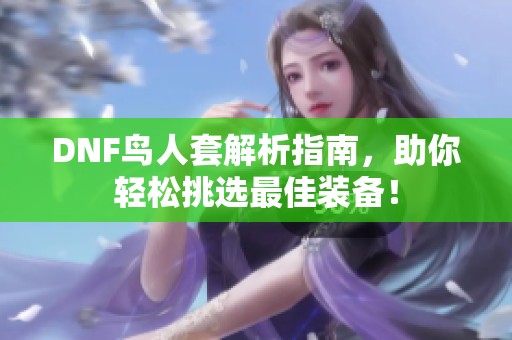 DNF鸟人套解析指南，助你轻松挑选最佳装备！