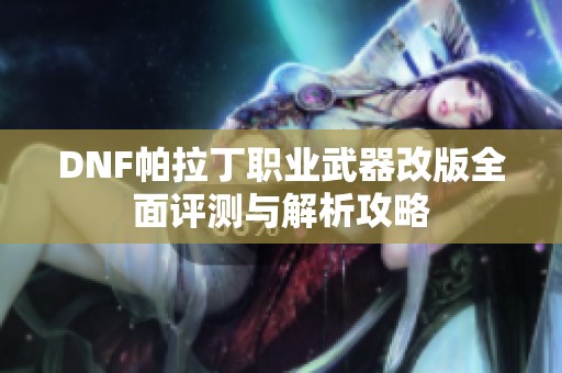 DNF帕拉丁职业武器改版全面评测与解析攻略