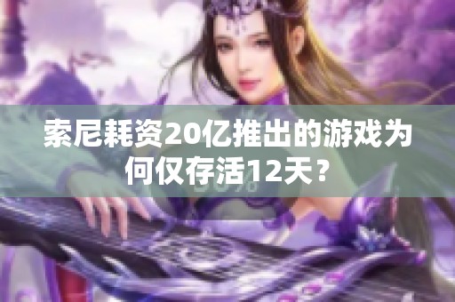 索尼耗资20亿推出的游戏为何仅存活12天？