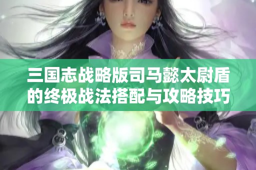 三国志战略版司马懿太尉盾的终极战法搭配与攻略技巧揭秘