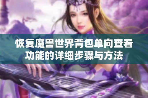 恢复魔兽世界背包单向查看功能的详细步骤与方法