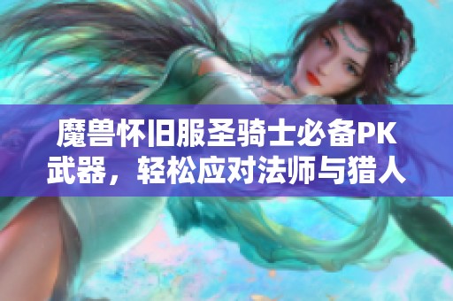 魔兽怀旧服圣骑士必备PK武器，轻松应对法师与猎人放风筝挑战