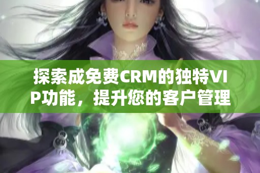 探索成免费CRM的独特VIP功能，提升您的客户管理体验