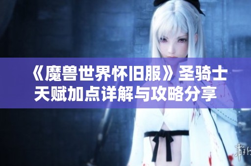 《魔兽世界怀旧服》圣骑士天赋加点详解与攻略分享