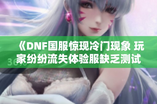 《DNF国服惊现冷门现象 玩家纷纷流失体验服缺乏测试》