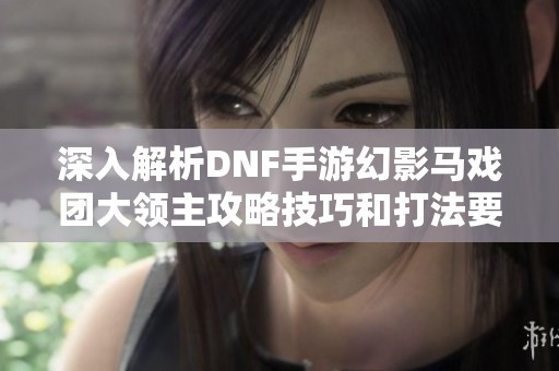 深入解析DNF手游幻影马戏团大领主攻略技巧和打法要点